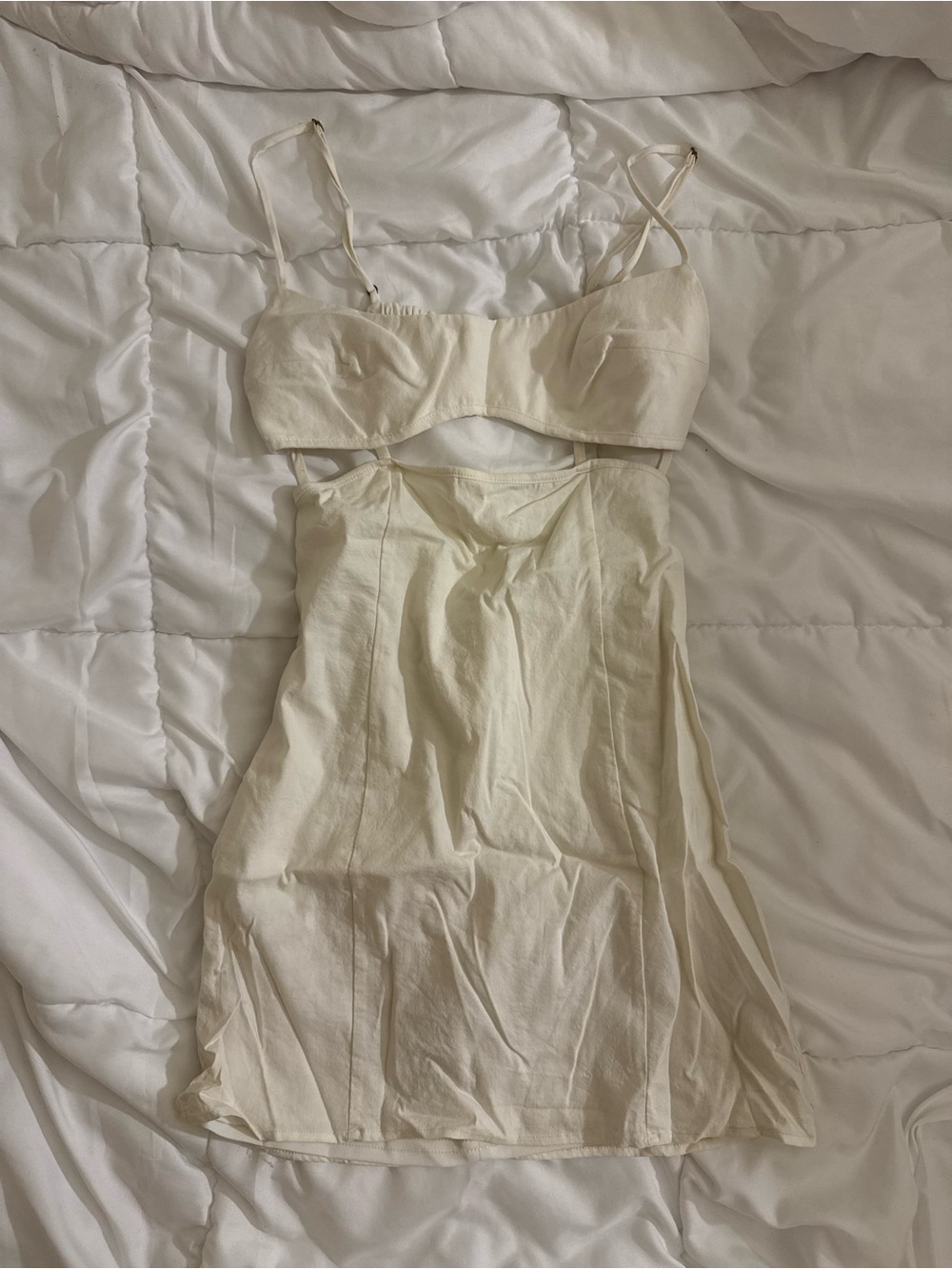 Zara Cream Mini Dress with Built-In Bustier